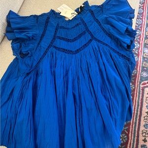 Vibrant Blue Ruffled Blouse
